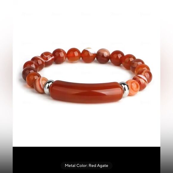 Agate Natural Stone Beads Stretchable Bracelet Beaded unisex - Picture 11 of 15